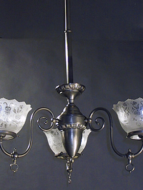 3-Light Gas Chandelier with Eggs & Dart Detail